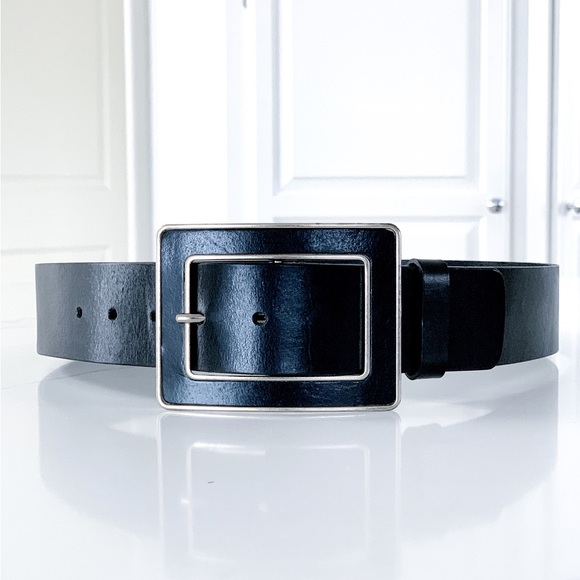 Banana Republic Accessories - Vintage Banana Republic Black Leather Wide Statement Belt With Large Buc…